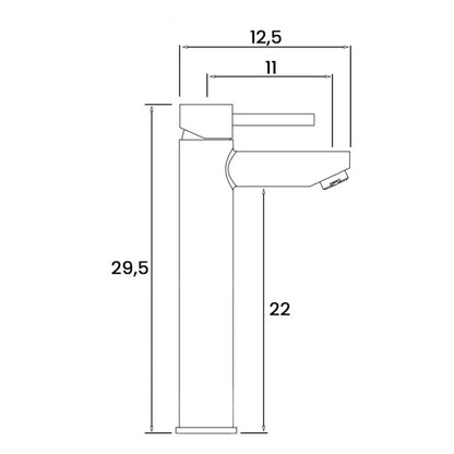 Miscelatore monocomando lavabo alto RubiFlux serie Paris Modello Noir in acciaio inox - Nero Opaco