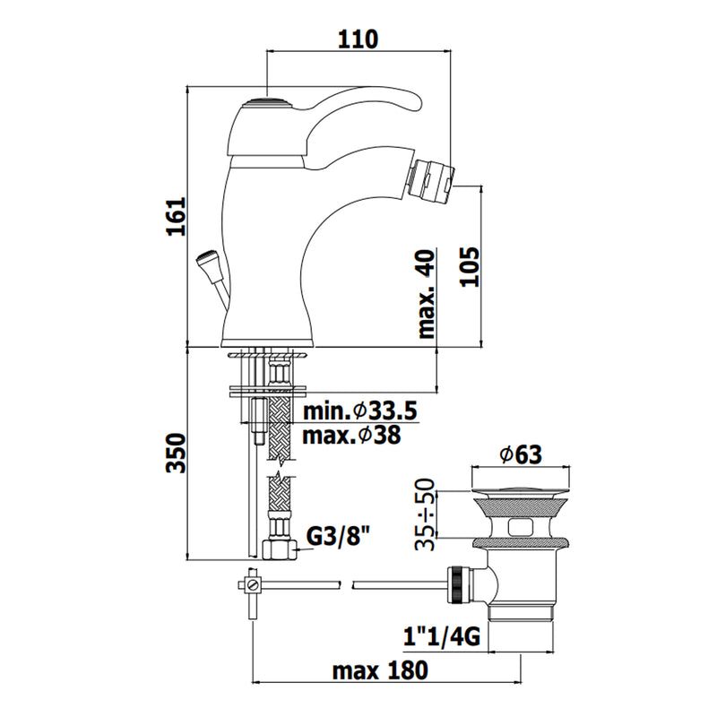 Miscelatore bidet con scarico serie Giorgia modello GI135CR cromato e bianco ral Paffoni by CeramicStore | Lo specialista del tuo bagno