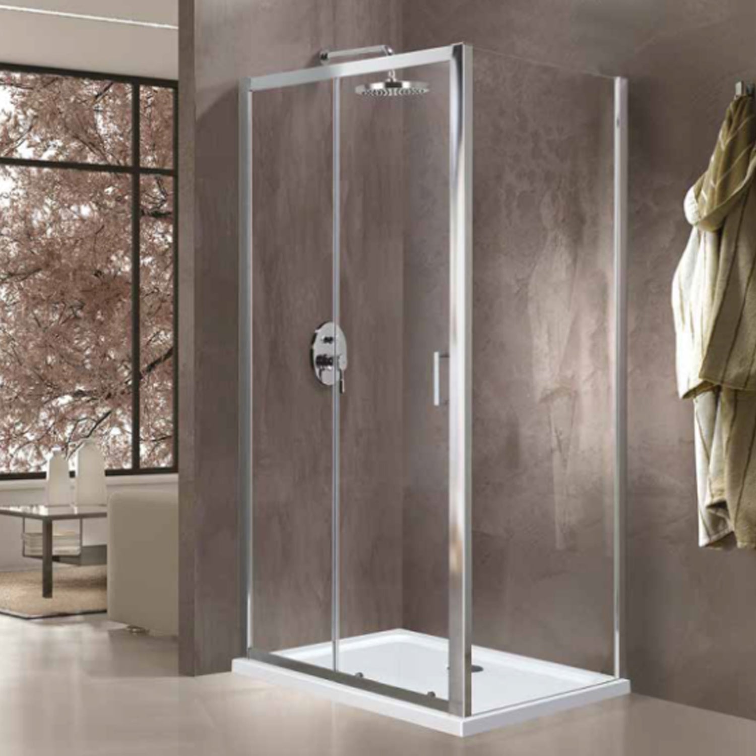 Box doccia Niceline porta scorrevole e lato fisso 100x70 cm con cristallo trasparente temperato da 6 mm by CeramicStore | Lo specialista del tuo bagno