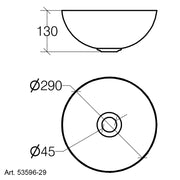 Lavabo vasca tonda da appoggio di Lineabeta in acciaio inox lucido senza piletta diam. cm 29x13h