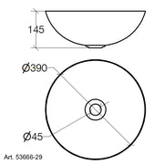 Lavabo vasca tonda da appoggio di Lineabeta in acciaio inox lucido senza piletta diam. cm 39x14