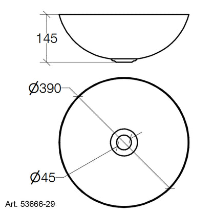 Lavabo vasca tonda da appoggio di Lineabeta in acciaio inox lucido senza piletta diam. cm 39x14