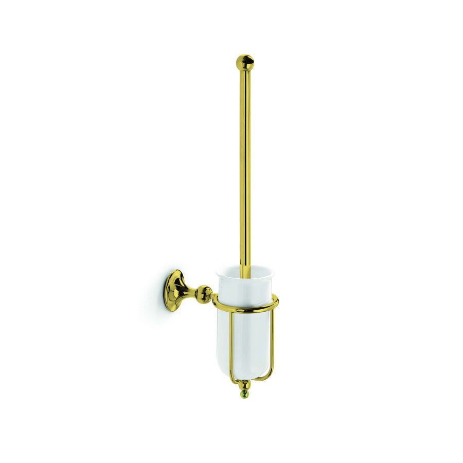 Supporto per portascopino wc con scopino Venessia by Lineabeta in ottone oro by CeramicStore | Lo specialista del tuo bagno