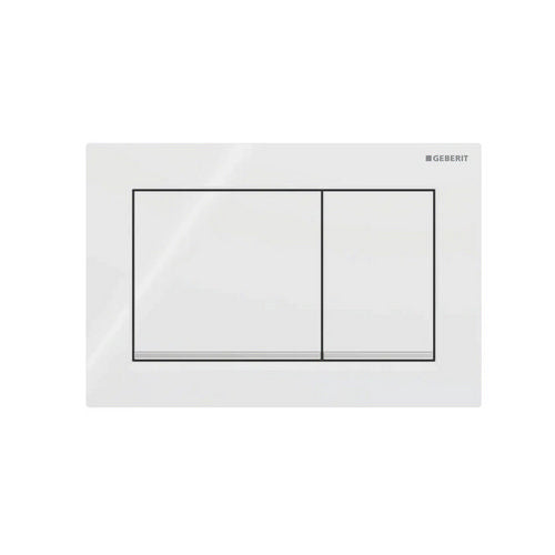 Placca di comando 2 tasti omega 20 squadrata bianco luc. bordoinf oro luc.