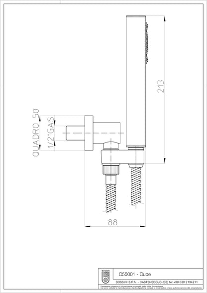 Bossini set doccia duplex modello CUBE completo di supporto e presa acqua by CeramicStore | Lo specialista del tuo bagno