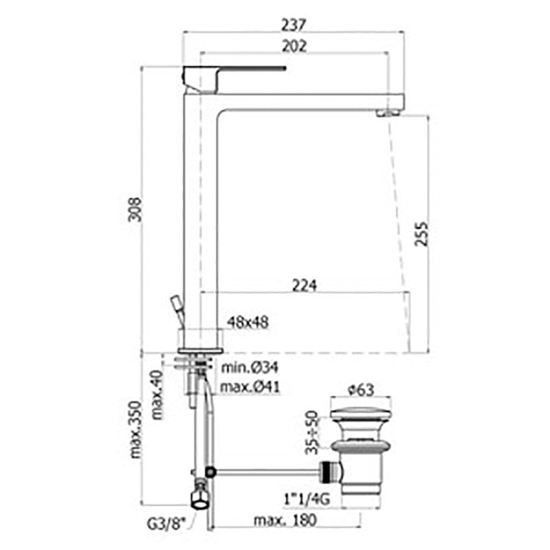 Miscelatore lavabo alto senza scarico Paffoni Elle in ottone cromato lucido by CeramicStore | Lo specialista del tuo bagno