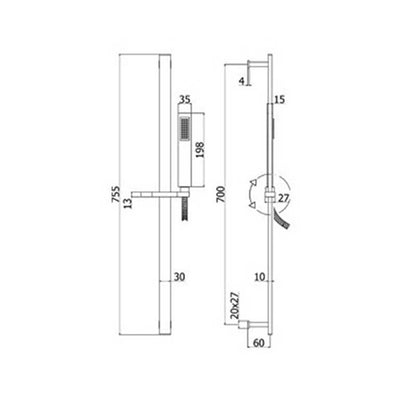 Paffon City saliscendi doccia ottone cromato con interasse 70 cm by CeramicStore | Lo specialista del tuo bagno