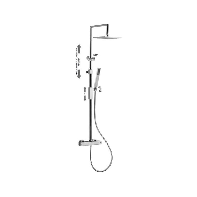 Colonna doccia regolabile Paffoni Syncro Top supporto a muro quadrato by CeramicStore | Lo specialista del tuo bagno