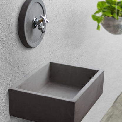 Lavello da esterno con rosone in cemento antracite cm 45x35 cm modello R-Desy by CeramicStore | Lo specialista del tuo bagno
