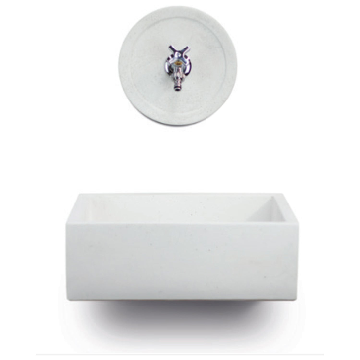 Lavello da esterno con rosone in cemento bianco cm 45x35 cm modello R-Desy by CeramicStore | Lo specialista del tuo bagno