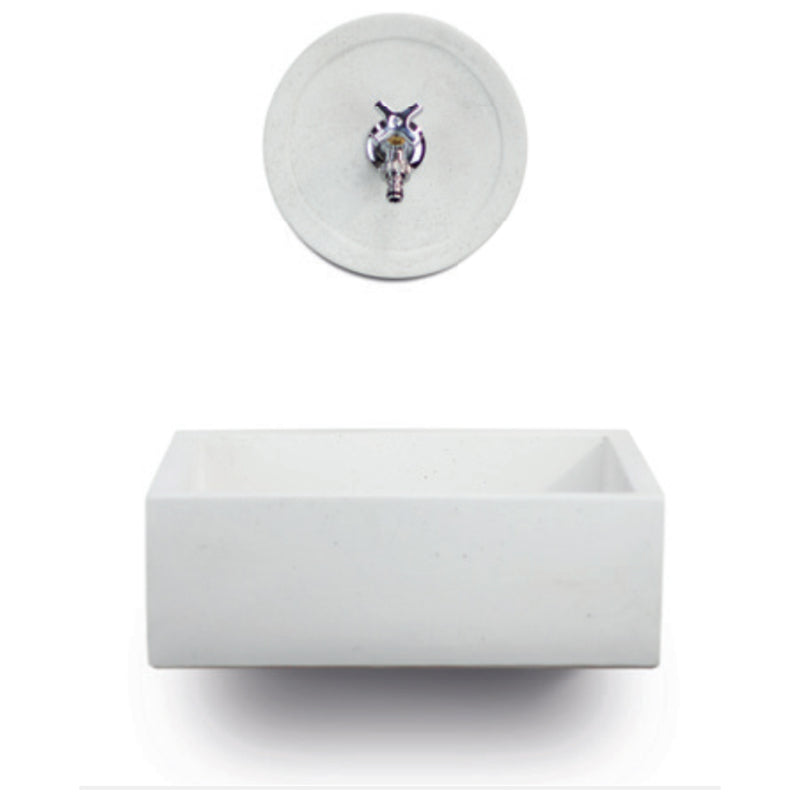 Lavello da esterno con rosone in cemento bianco cm 45x35 cm modello R-Desy by CeramicStore | Lo specialista del tuo bagno