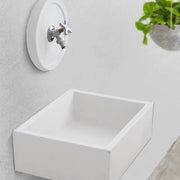 Lavello da esterno con rosone in cemento bianco cm 45x35 cm modello R-Desy by CeramicStore | Lo specialista del tuo bagno