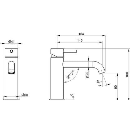 Miscelatore monocomando  per lavabo da bagno in acciaio Inox Satinato senza scarico collezione Nilo di Tubico