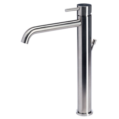 Miscelatore monocomando per lavabo Alto da bagno in acciaio Inox Satinato con scarico collezione Nilo di Tubico