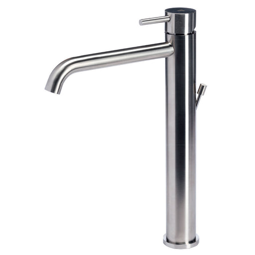 Miscelatore monocomando per lavabo Alto da bagno in acciaio Inox Satinato con scarico collezione Nilo di Tubico