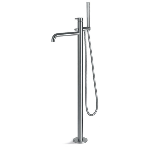 Miscelatore monocomando a pavimento per Vasca da bagno in acciaio Inox Satinato con flessibile e doccetta Collezione Nilo di Tubico by CeramicStore | Lo specialista del tuo bagno