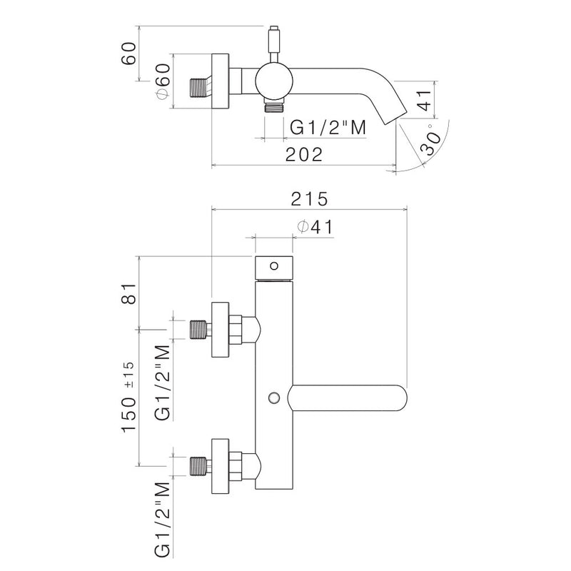 Miscelatore monocomando vasca esterno in acciaio Inox Satinato collezione Nilo di Tubico by CeramicStore | Lo specialista del tuo bagno