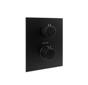 Set soffione doccia con braccio tondo e miscelatore con set doccia quadro in nero opaco Paffoni by CeramicStore | Lo specialista del tuo bagno