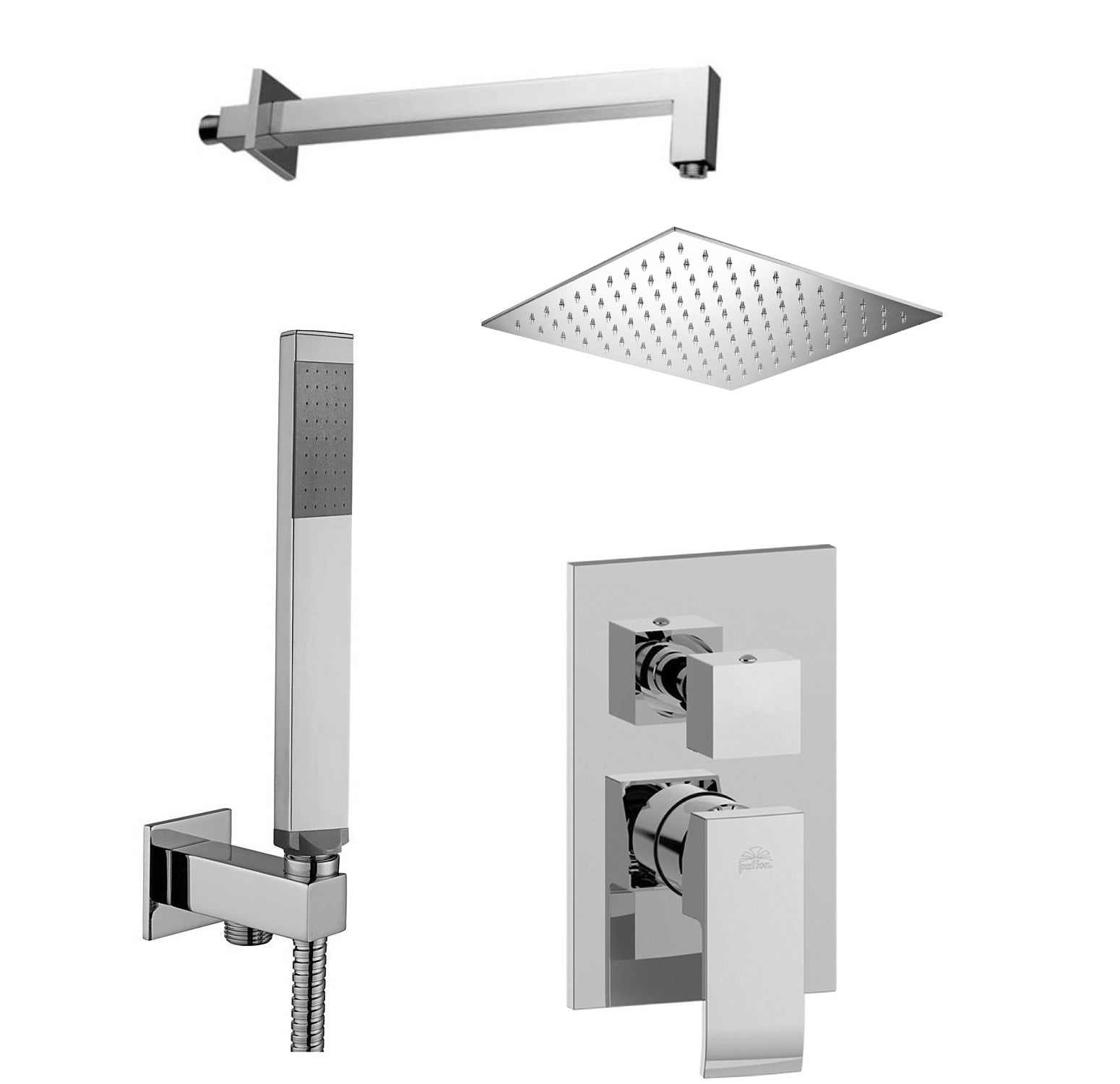 Set soffione doccia quadrato e braccio doccia quadrato con miscelatore incasso Elle e set duplex doccia Cromo Paffoni by CeramicStore | Lo specialista del tuo bagno