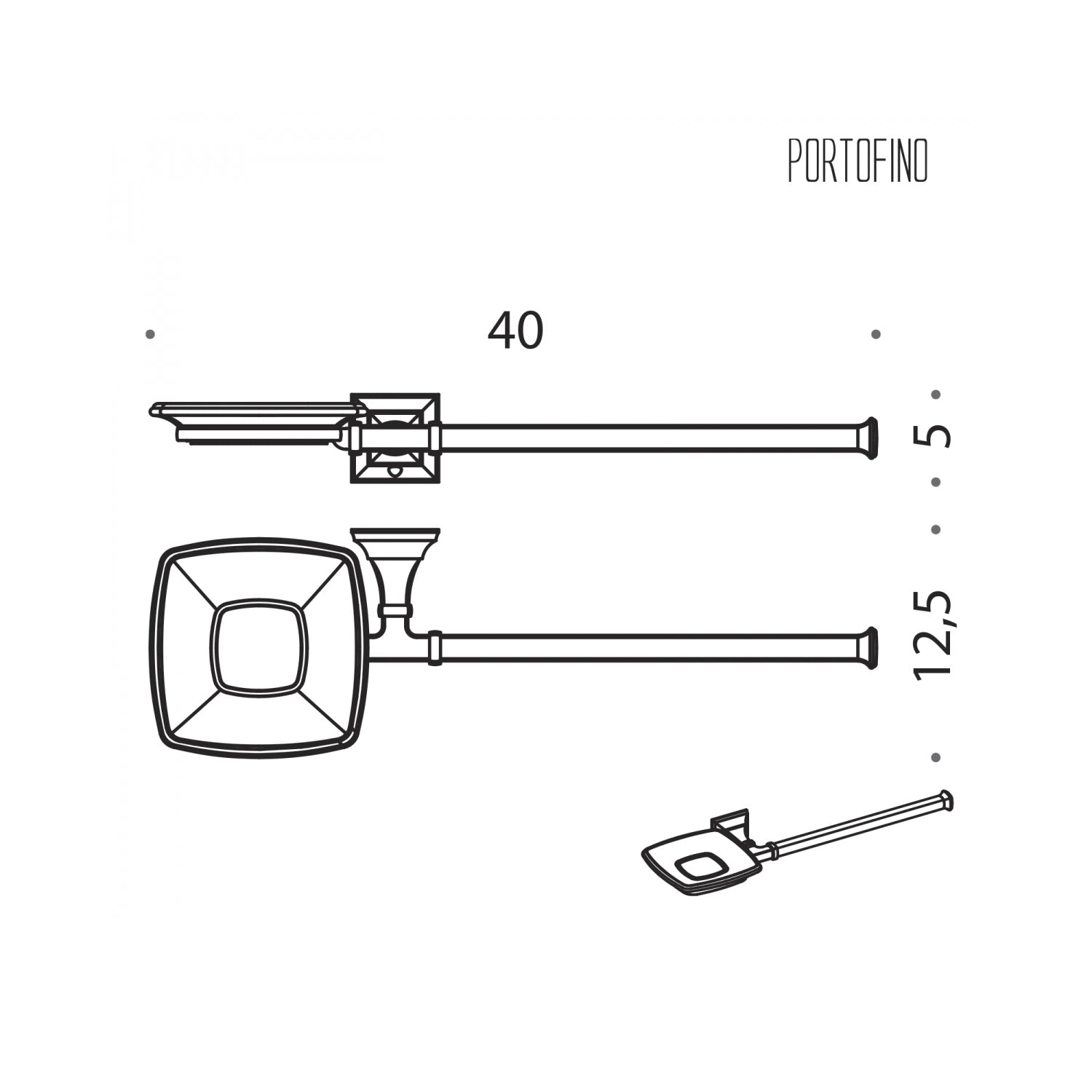 Porta sapone con porta salvietta bidet destro in ottone e vetro Portofino di Colombo Design by CeramicStore | Lo specialista del tuo bagno