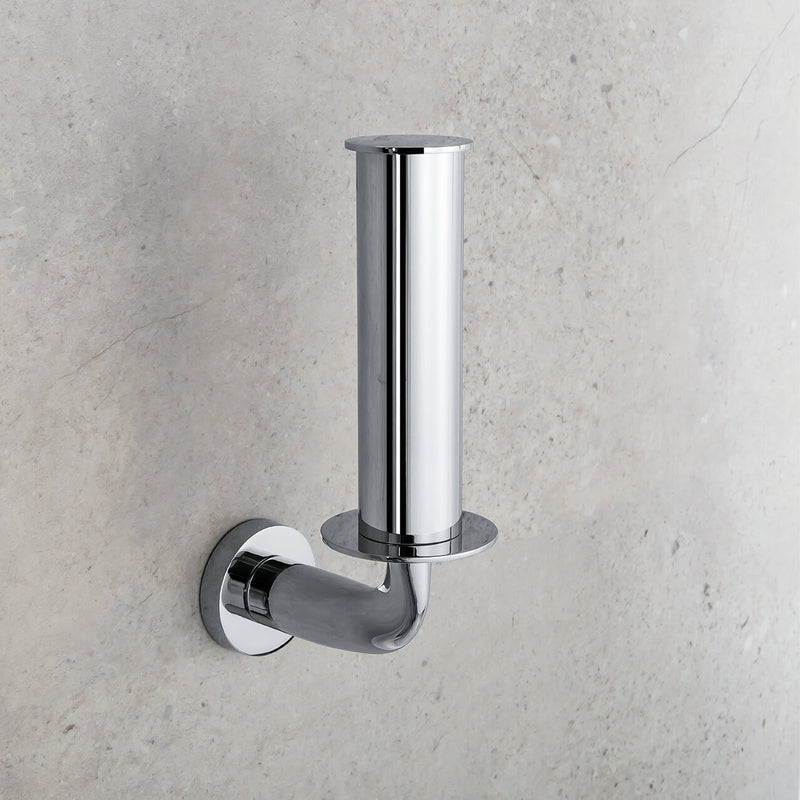 Portarotolo Verticale in ottone cromato Colombo Design collezione Basic Con fissaggio a tassello e ad incollo con kit opzionale