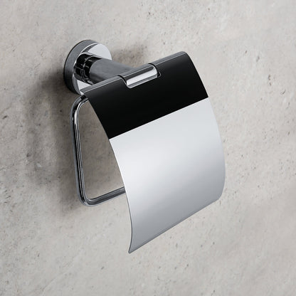 Portarotolo Coperto in ottone cromato Colombo Design collezione Basic Con fissaggio a tassello e ad incollo con kit opzionale