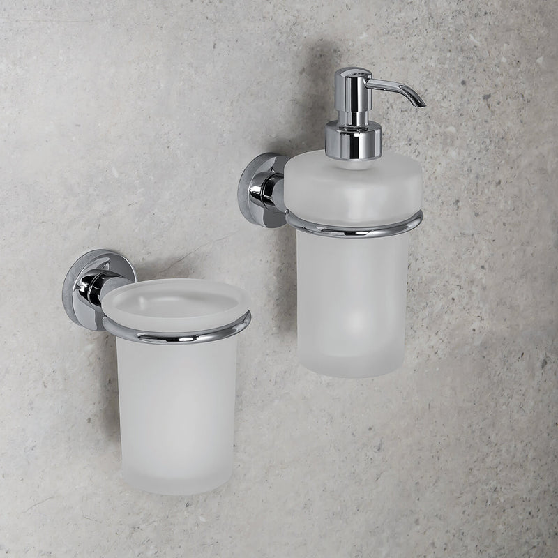 Porta spazzolini Nero Opaco con contenitore in vetro satinato Colombo Design collezione Basic Con fissaggio a tassello by CeramicStore | Lo specialista del tuo bagno