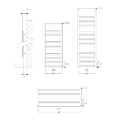 Termoarredo piatto Lazzarini 1600x500 mm interasse 400 mm/50 mm modello Urbino finitura Bianco by CeramicStore | Lo specialista del tuo bagno