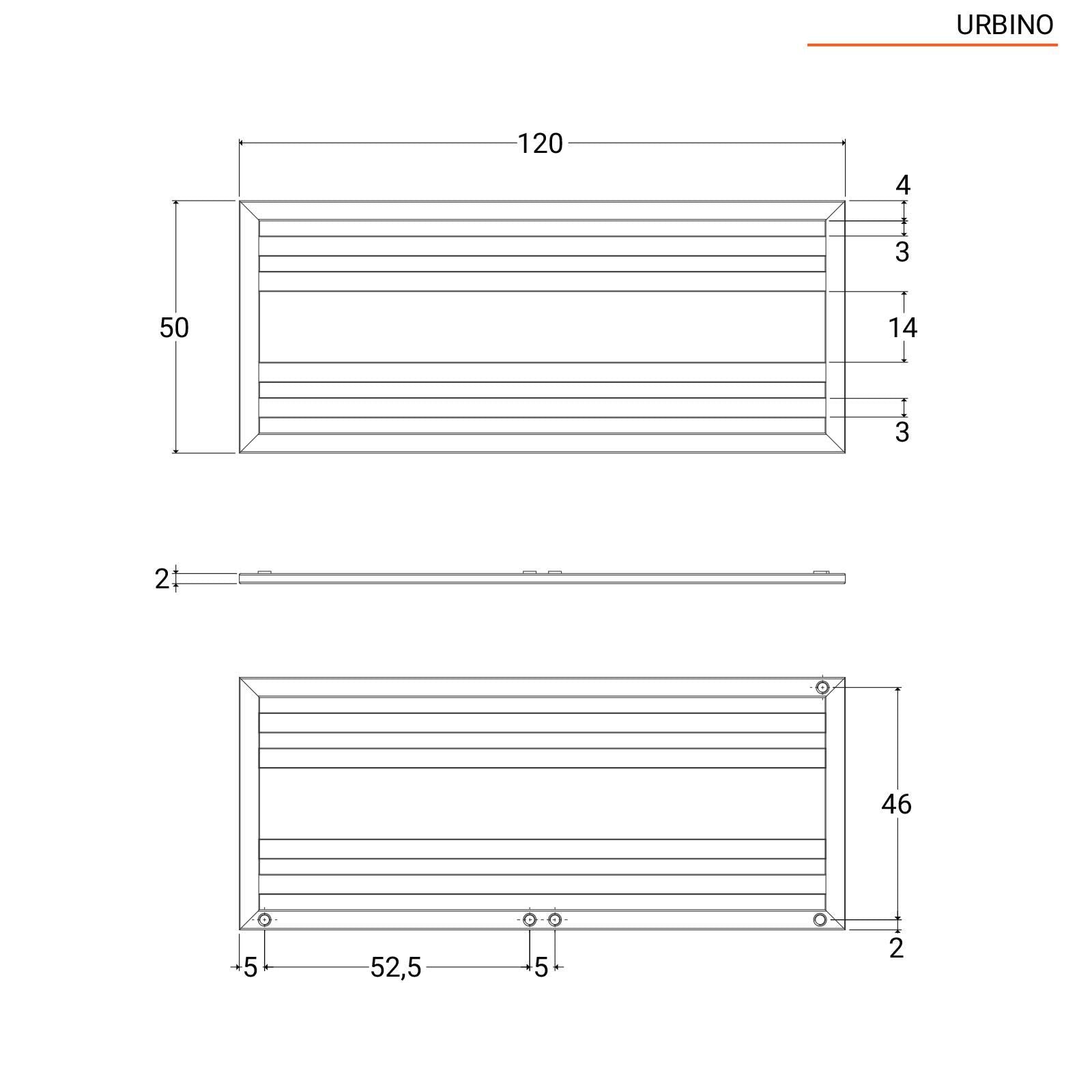 Termoarredo piatto Lazzarini 500x1200 mm interasse 1100 mm/50 mm modello Urbino finitura Antracite by CeramicStore | Lo specialista del tuo bagno