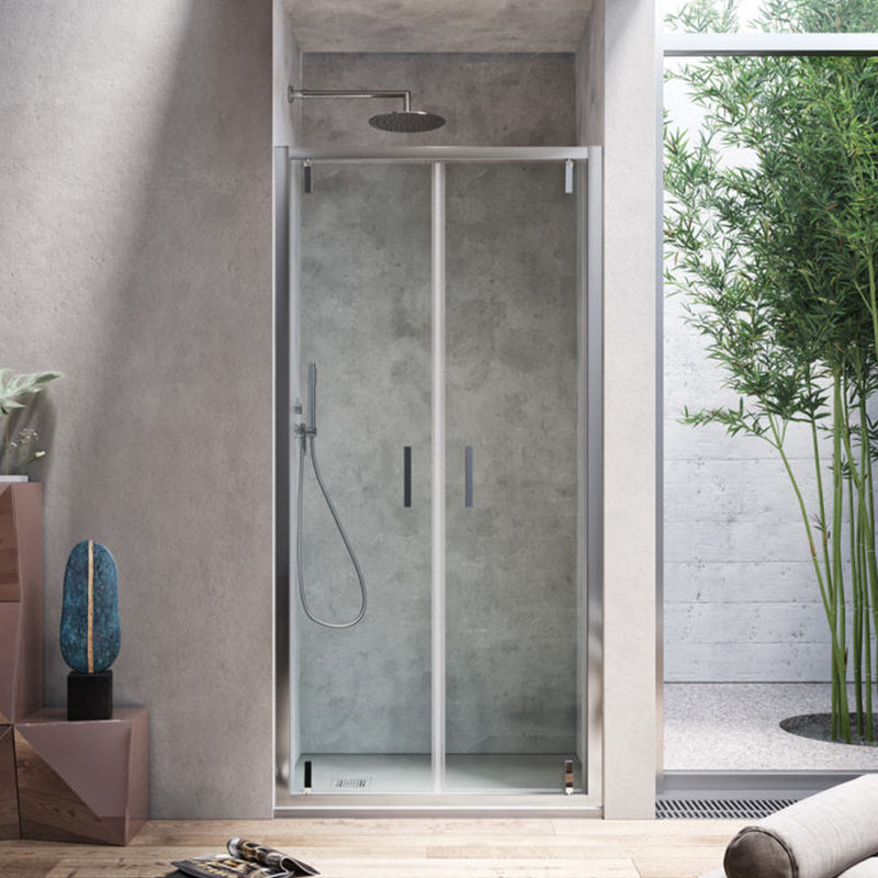 Porta doccia a 2 ante battenti da 95 cm modello Dioniso in cristallo trasparente 6 mm Reversibile by CeramicStore | Lo specialista del tuo bagno