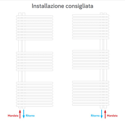 Termoarredo a bandiera 1700x500 mm interasse 50 mm modello Bari finitura Antracite by CeramicStore | Lo specialista del tuo bagno
