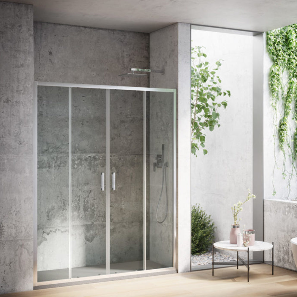 Porta doccia 2 ante scorrevoli da 140 cm modello Dioniso in cristallo trasparente 6 mm reversibile by CeramicStore | Lo specialista del tuo bagno