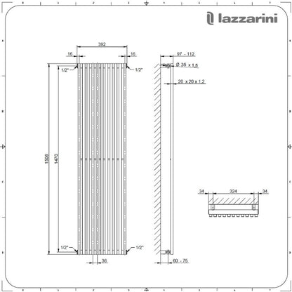 Termoarredo singolo Lazzarini 1506x392 mm interasse 392/1470 mm modello Grosseto V finitura Bianco by CeramicStore | Lo specialista del tuo bagno