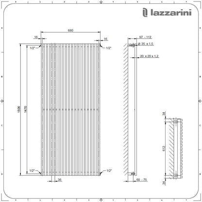 Termoarredo singolo Lazzarini 1806x680 mm interasse 680/1770 mm modello Grosseto V finitura Bianco by CeramicStore | Lo specialista del tuo bagno