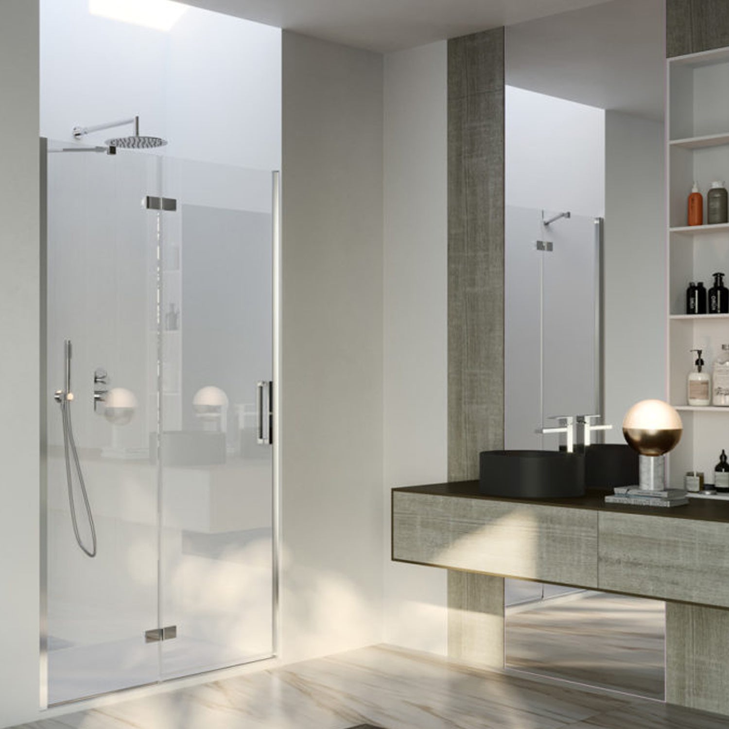 Porta doccia battente versione sinistra cm 90 modello Atlas in cristallo temperato mm 8 by CeramicStore | Lo specialista del tuo bagno