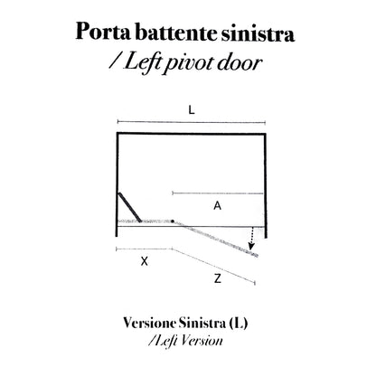 Porta doccia battente versione sinistra cm 90 modello Atlas in cristallo temperato mm 8 by CeramicStore | Lo specialista del tuo bagno