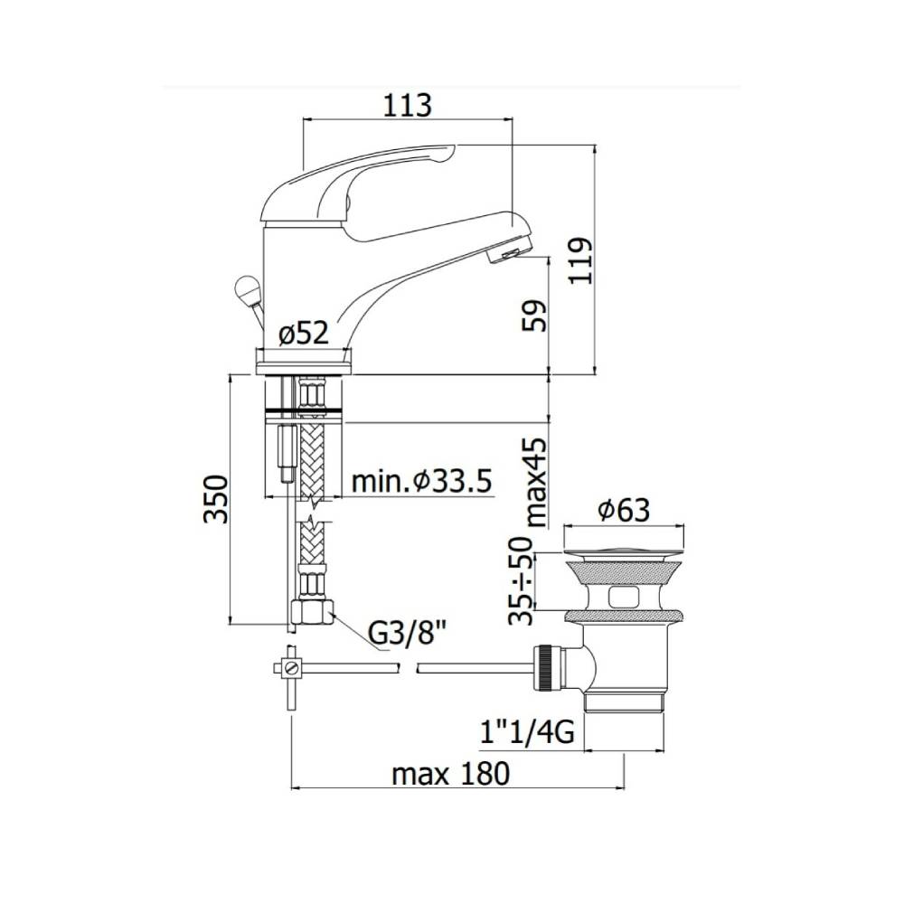 Miscelatore lavabo con scarico serie Apollo 3 modello APM3075CR cromato Paffoni by CeramicStore | Lo specialista del tuo bagno