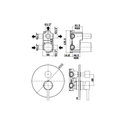 Miscelatore incasso doccia con deviatore con 3 Uscite serie Birillo modello BI019CR cromato Paffoni by CeramicStore | Lo specialista del tuo bagno