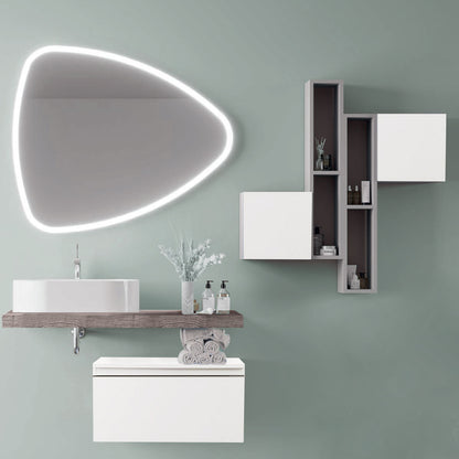 Composizione Bagno 100 cm Rovere fossile con Lavabo d€™Appoggio e Specchio LED - Cassetto Bianco Lucido Cubi&Co Destiny 3 by CeramicStore | Lo specialista del tuo bagno