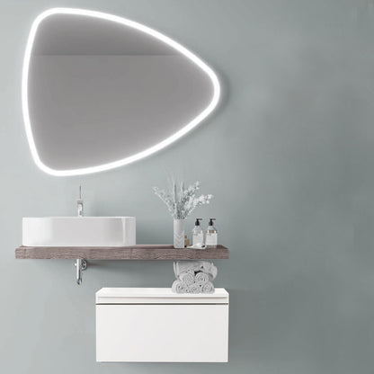 Composizione Bagno 100 cm Rovere fossile con Lavabo d€™Appoggio e Specchio LED - Cassetto Bianco Lucido Cubi&Co Destiny 3 by CeramicStore | Lo specialista del tuo bagno