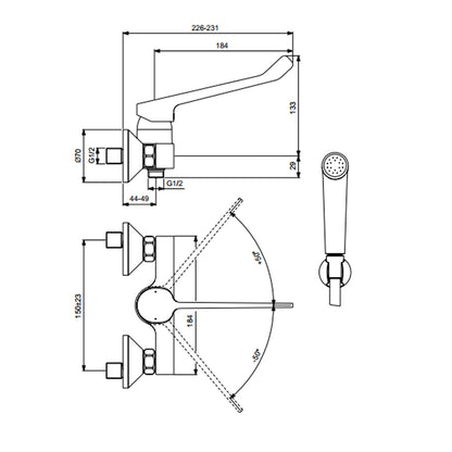 Miscelatore esterno per doccia o vasca a leva lunga Ideal Standard Ceraflex con idroscopino by CeramicStore | Lo specialista del tuo bagno
