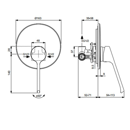 Miscelatore monocomando doccia a leva lunga completo di corpo incasso Ideal Standard Ceraflex by CeramicStore | Lo specialista del tuo bagno