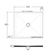 Piatto doccia rettangolare in ceramica SoloDue cm 90x80 Bianco cotone by CeramicStore | Lo specialista del tuo bagno