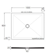 Piatto doccia rettangolare in ceramica SoloDue cm 100x80 Bianco cotone