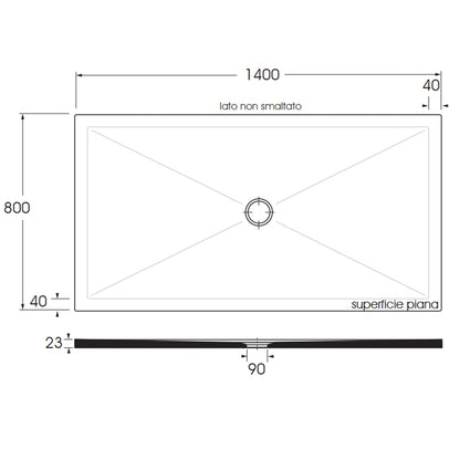 Piatto doccia rettangolare in ceramica SoloDue cm 140x80 nero lucido