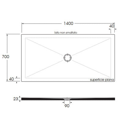 Piatto doccia rettangolare in ceramica SoloDue cm 140x70 nero lucido by CeramicStore | Lo specialista del tuo bagno