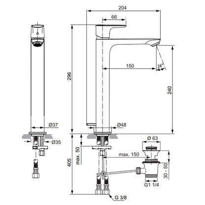 Miscelatore lavabo alto per installazione su piano Ideal Standard con piletta BrushedGold by CeramicStore | Lo specialista del tuo bagno