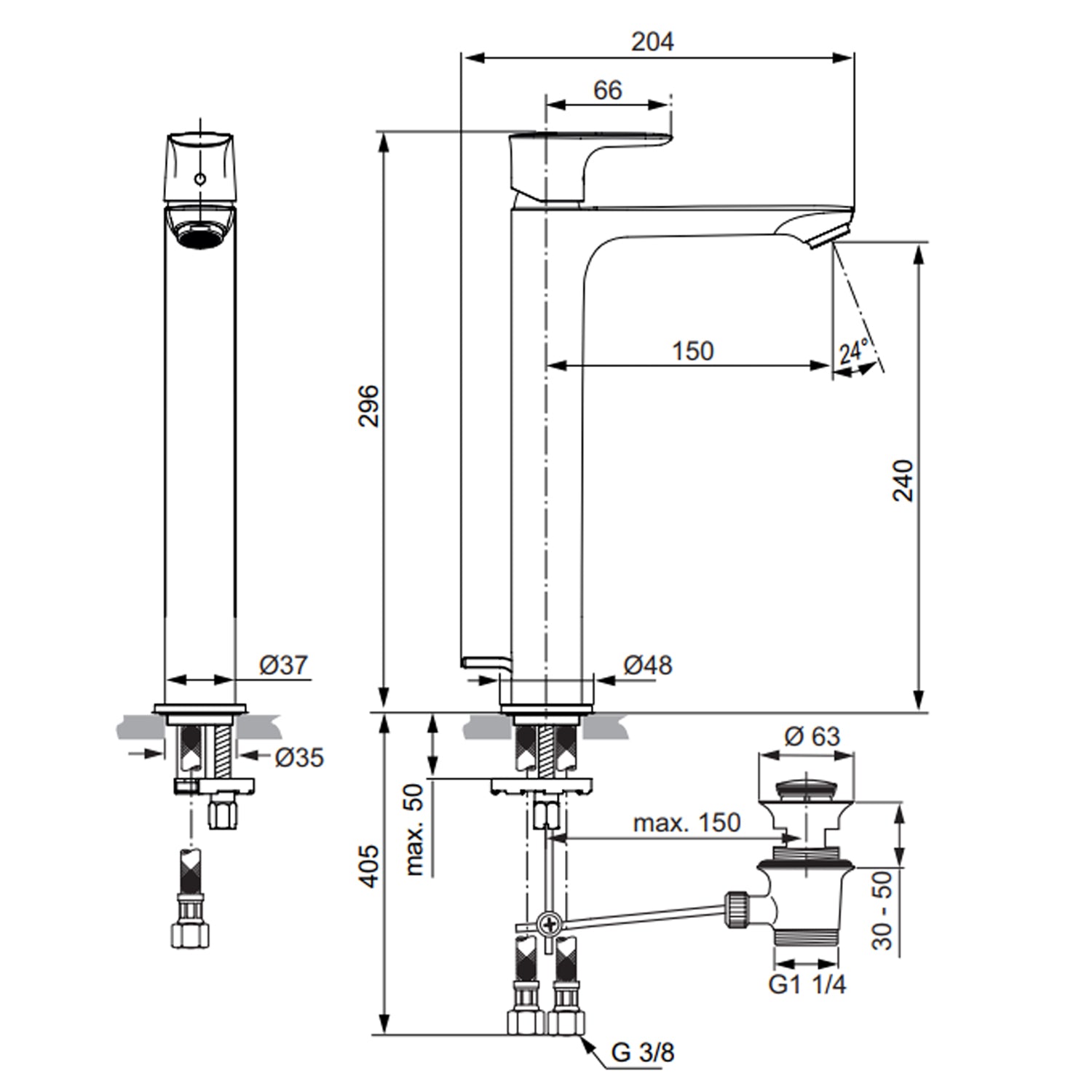Miscelatore lavabo alto per installazione su piano Ideal Standard con piletta MagneticGrey by CeramicStore | Lo specialista del tuo bagno