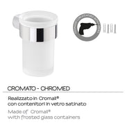 Portaspazzolini a muro in Ottone e Cromall Gedy serie Pirenei - Cromato