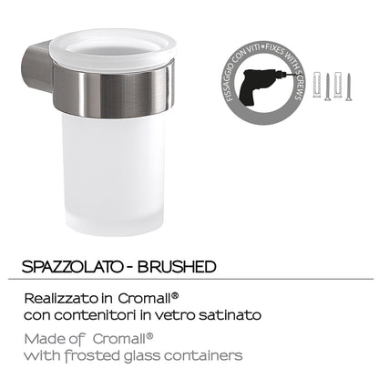 Portaspazzolini a muro in Ottone e Cromall Gedy serie Pirenei - Spazzolato